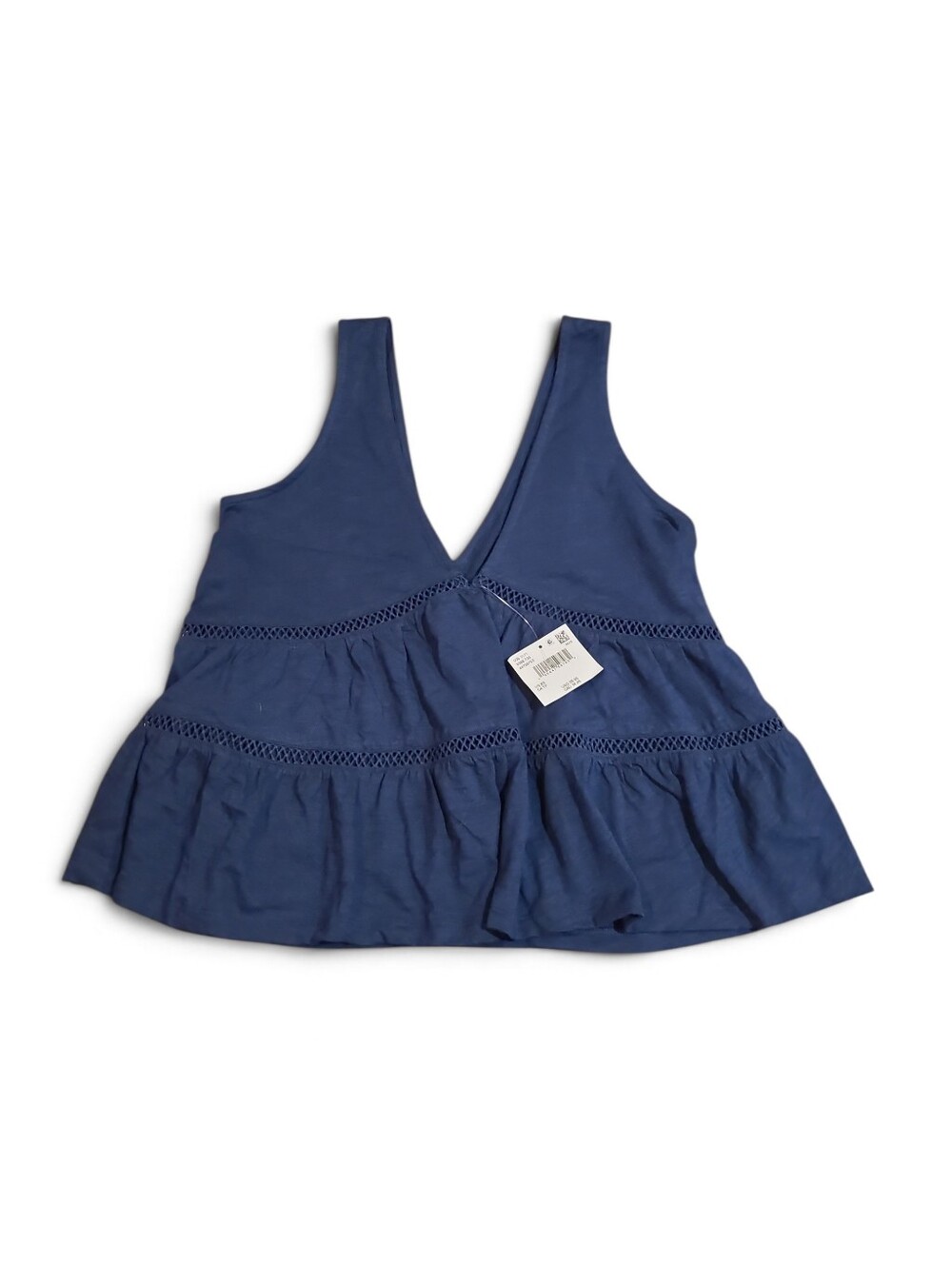 Women's AE Sunchaser Lace Babydoll Plunge Tank Top 100% Cotton Navy Blue XS NWT